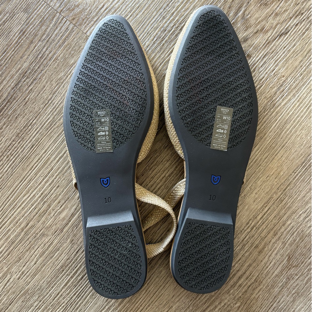 Rothy's The Almond Toe Slingback Flat In Metallic Prosecco Comfort Casual 10 - Picture 7 of 9